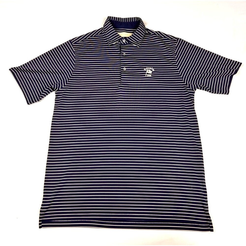Donald Ross Polo Shirt Performance Golf Wicking Blue Striped Men's M Nice
